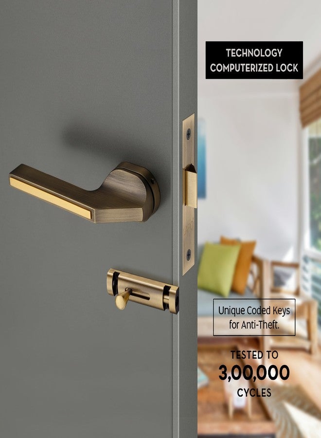 LAPO قفل باب نقر فاخر من لابو للحمام والشرفة وغرفة التخزين | قفل باب مع مقابض وقفل أمان للأطفال | طلاء ذهبي عتيق | ضمان 3 سنوات (Ro-185) - Image 4